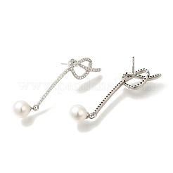 Серьги-гвоздики с латунным покрытием и прозрачным кубическим цирконием EJEW-H016-10P