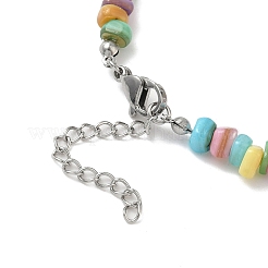 Браслеты на ногу из натуральных окрашенных пресноводных ракушек с разноцветными бусинами для женщин AJEW-AN00717