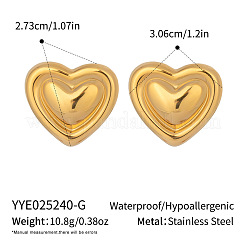 ステンレススチールのハートスタッドピアス  18KGP本金メッキ  27.3x30.6mm&nbsp;LM1234-1