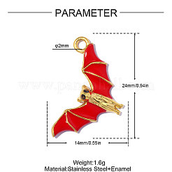 Anhänger aus Edelstahl 304 mit roter Emaille&nbsp;SA-OY001-77G