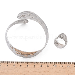 Браслет-манжета и кольцо из кованого железа в форме змеи&nbsp;SJEW-G085-01P