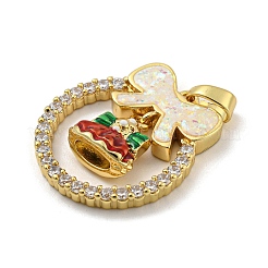 Рождественские латунные подвески с микропаве из фианита&nbsp;KK-H468-01C-01G