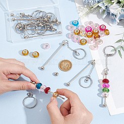 Брелок для ключей из нержавеющей стали 304 и железа с бусинами для самостоятельного изготовления ювелирных изделий&nbsp;KEYC-UN00005