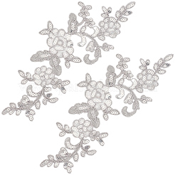 4 paio di applicazioni in pizzo ricamato con paillettes in poliestere&nbsp;DIY-GF0013-81C