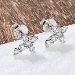 925 Ohrstecker aus Sterlingsilber mit klarem Zirkonia&nbsp;EJEW-Q032-01B-P