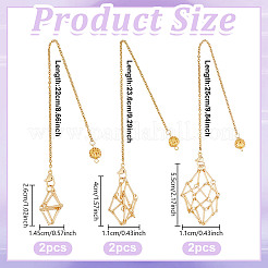 6 шт. 3 стиля 304 нержавеющая сталь цепь макраме мешочек пустой держатель камней маятники для биолокации HJEW-UN00066