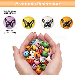 80 шт. 8-х цветные печатные бусины из натурального дерева WOOD-FW0001-09