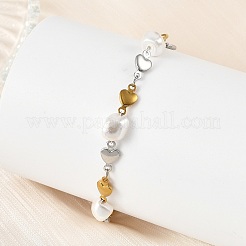 304 Edelstahl-Herzgliederkettenarmbänder&nbsp;BJEW-JB14166