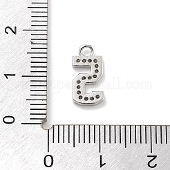 真鍮マイクロパヴェクリアキュービックジルコニアペンダント  数字のチャーム  数5  12.5x6x1mm  穴：1.5mm&nbsp;LS-ZIRC-I067-02F