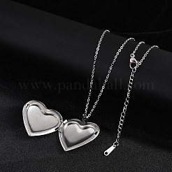 Anlaufgeschützte Medaillon-Anhängerkette aus 304 Edelstahl mit Herzmotiv für Damen&nbsp;LS-NJEW-M050-04E-P