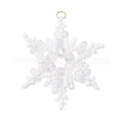 3 шт. подвески-снежинки из двухцветного стеклянного бисера PALLOY-MZ00890