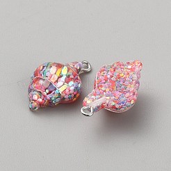 樹脂チャーム  巻き貝  プラチナ鉄ループ付き  カラフル  27x15.5x10mm  穴：1.8mm&nbsp;FIND-TAC0036-052P