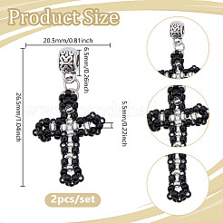 2 шт. подвески-кресты из стеклянного бисера PALLOY-GO00073