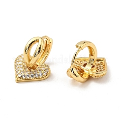 Прозрачные серьги-кольца с сердцем из кубического циркония&nbsp;X-EJEW-G297-08G