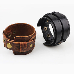 1шт. широкий шнур из воловьей кожи браслеты&nbsp;BJEW-CL0001-07A