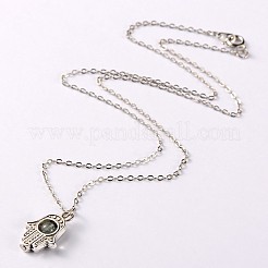 Тибетском стиле Gemstone ладони подвесные ожерелья NJEW-JN00958