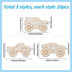30 шт. 3 стиля автомобиля необработанные вырезанные деревянные украшения DIY-WH20011-62