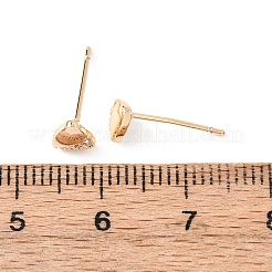 Треугольные серьги-гвоздики из латуни с микропаве и прозрачными циркониями EJEW-L278-03G