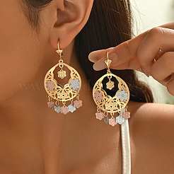 Плоские круглые латунные серьги-люстры&nbsp;OO4723-3