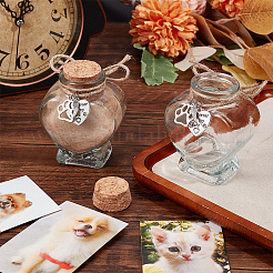 3 шт. памятная бутылка в форме сердца из шерсти домашних животных с подвесками в виде отпечатков лап&nbsp;AJEW-NB00002