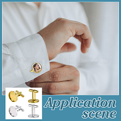 20 Stück Messing-Manschettenknöpfe mit Cabochon-Fassungen&nbsp;KK-PH0014-31