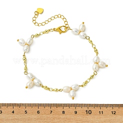 Bracelets pour femmes en perles de culture d'eau douce naturelles et breloques en laiton&nbsp;BJEW-JB14108