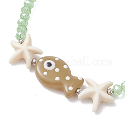 4 шт. эластичные браслеты из стеклянных и синтетических бирюзовых бусин для женщин&nbsp;BJEW-TA00709