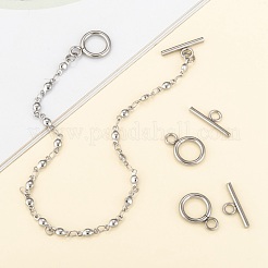 変色しにくい304ステンレススチールのトグル留め具  ステンレス鋼色  リング：16.5x12x2mm  穴：3mm  バー：18x7x2mm  穴：3mm&nbsp;X-STAS-F114-04P-B