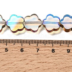 電気メッキ透明ガラスビーズ連売り  花  カラフル  11.5x12x4mm  穴：0.8mm  約35個/連  15.94''（40.5センチメートル）&nbsp;GL-CBA98F0-07C