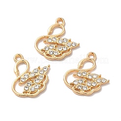 合金ラインストーンペンダント  白鳥チャーム  ライトゴールド  21x20x2.5mm  穴：1.8mm&nbsp;ALRI-Q236-02LG
