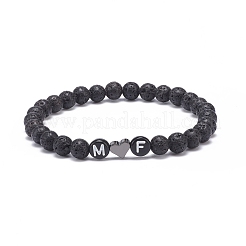 2шт набор браслетов из натуральной лавы&nbsp;BJEW-JB08673-01