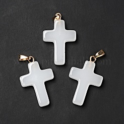 ガラスチャーム  ゴールデンメッキ鉄パーツ  クロス  ゲインボロ  28.5x18x4.5mm  穴：5.5x3mm&nbsp;LS-GLAA-A004-02I