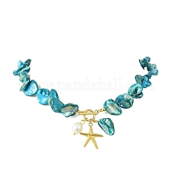 Collares de cuentas con colgante de estrella de mar de aleación para playa de verano&nbsp;NJEW-JN06334