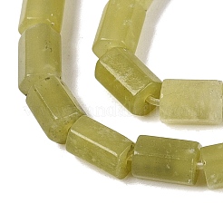 天然石レモンジェイド翡翠ビーズ連売り  六角柱  5~7.5x3.5~4.5mm  穴：0.6~0.8mm  約57~64個/連  14.76~15.55インチ（37.5~39.5cm）&nbsp;GG-N002-01A-21
