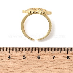 Anelli aperti con polsino in ottone micro pavé di zirconi cubici per donna&nbsp;RJEW-F216-01A-G