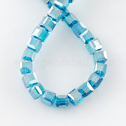 Chapelets de perles en verre électroplaqué&nbsp;EGLA-R030-4x4mm-14