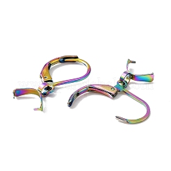 304ステンレススチールフレンチフックピアス金具  アイスピックピンチベイル付き  虹色  24mm  ピン：0.7mmと0.5mm&nbsp;STAS-WH0044-05M