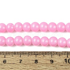 ベーキングペイント、ガラスパールビーズ、連売り  パールカラーのスタイル  ラウンド  パールピンク  6~6.5mm  穴：1~1.2mm  約140~145個/連  30.31~31.50インチ（77~80cm）&nbsp;LS-DGLA-ZX001-05B-10