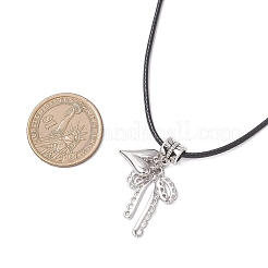 Женские ожерелья из черного вощеного шнура с подвеской в виде сердца из сплава&nbsp;NJEW-JN05541