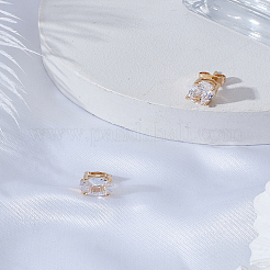 1 пара серег-гвоздиков из латуни с микропаве из прозрачных кубических цирконий&nbsp;EJEW-LP0008-013G