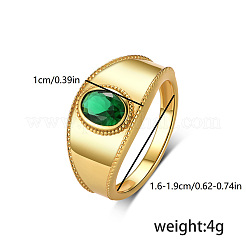 Кольца для пальцев с зелеными кубическими цирконами и паве из латуни&nbsp;JX3292