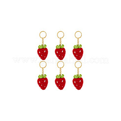 6шт брелки ручной работы крючком из шерсти с клубникой KEYC-NB00003