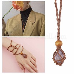 Fabrication de collier de pochette en macramé avec cordon ciré tressé réglable&nbsp;MAK-WH0008-02A
