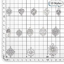 120 шт. 13 стиля тибетского стиля сплава звенья/соединители наборы подвесок&nbsp;TIBE-PH0002-49