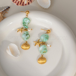 Серьги-гвоздики в форме морской звезды и ракушки из нержавеющей стали 304 KG6843