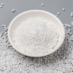 MIYUKIラウンドロカイユビーズ  日本製シードビーズ  （rr420)ホワイトパールセイロン  8/0  3mm  穴：1mm  約422~455PCS /ボトル  10 G /ボトル&nbsp;SEED-JP0009-RR0420