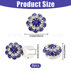 8 pieza de gemelos de latón con rhinestone&nbsp;BUTT-GL0001-07A