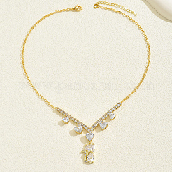 Латунные прозрачные кубические цирконии кошачье сердце кулон ожерелья для женщин&nbsp;IE0348