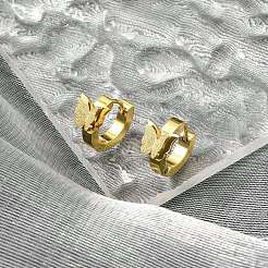 Серьги-кольца в форме бабочек из нержавеющей стали 201 с вакуумным покрытием EJEW-Q002-04G