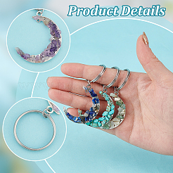 Брелки из сплава и драгоценных камней в тибетском стиле Moon KEYC-AB00069